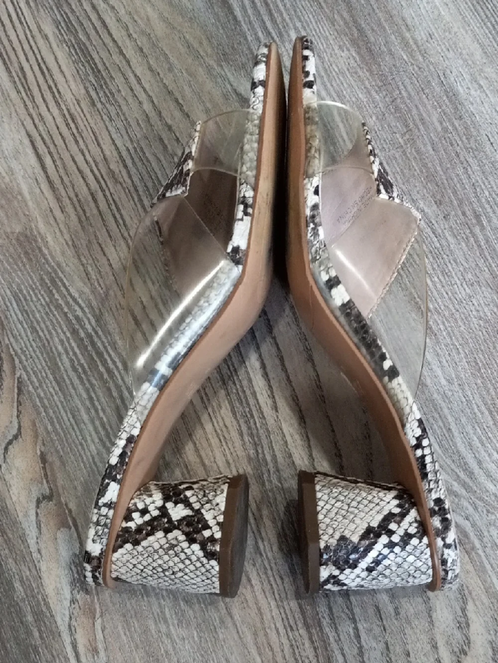 Zara Women's Snake-Print Slide Sandals in White/Brown - Picture 9 of 11